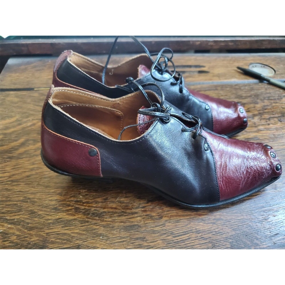 Cydwoq Hand Made Vintage USA Black & Red Lace-up Derby Shoes Size 36 - Picture 11 of 15